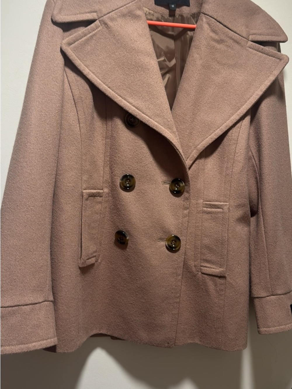 Jones New York Dusty Rose Double-Breasted Wool Peacoat